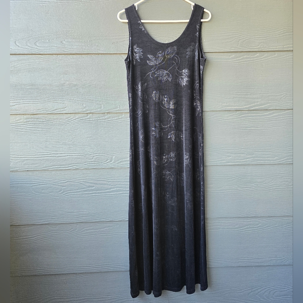 Black Market Vintage 90's/Y2K Style Black Floral Print Maxi Dress